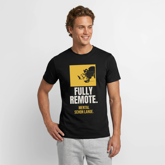 "Fully remote" Motiv-T-Shirt für Männer, Farbe Schwarz, Model
