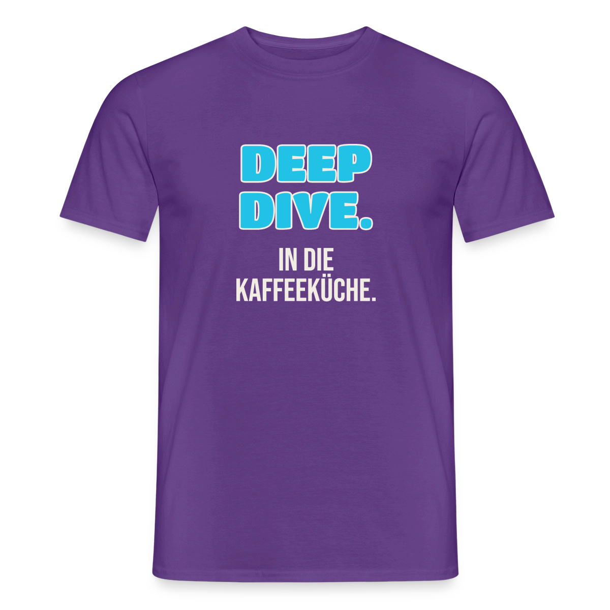 "Deep Dive. In die Kaffeeküche." Motiv-T-Shirt für Männer, Farbe Lila