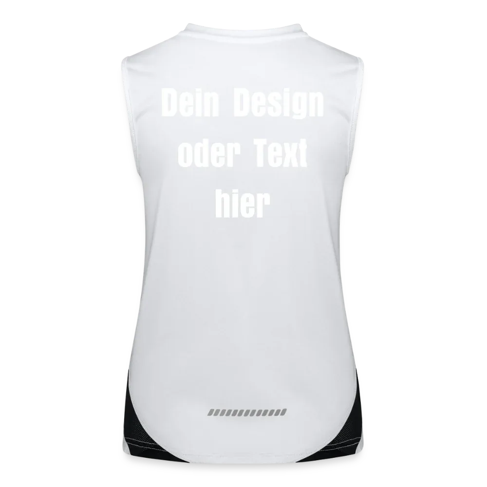 Funktionelles Kontrast-Tank Top für Frauen - personalisierbare Vorder- und Rückseite - Weiß/Schwarz