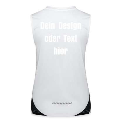 Funktionelles Kontrast-Tank Top für Frauen - personalisierbare Vorder- und Rückseite - Weiß/Schwarz