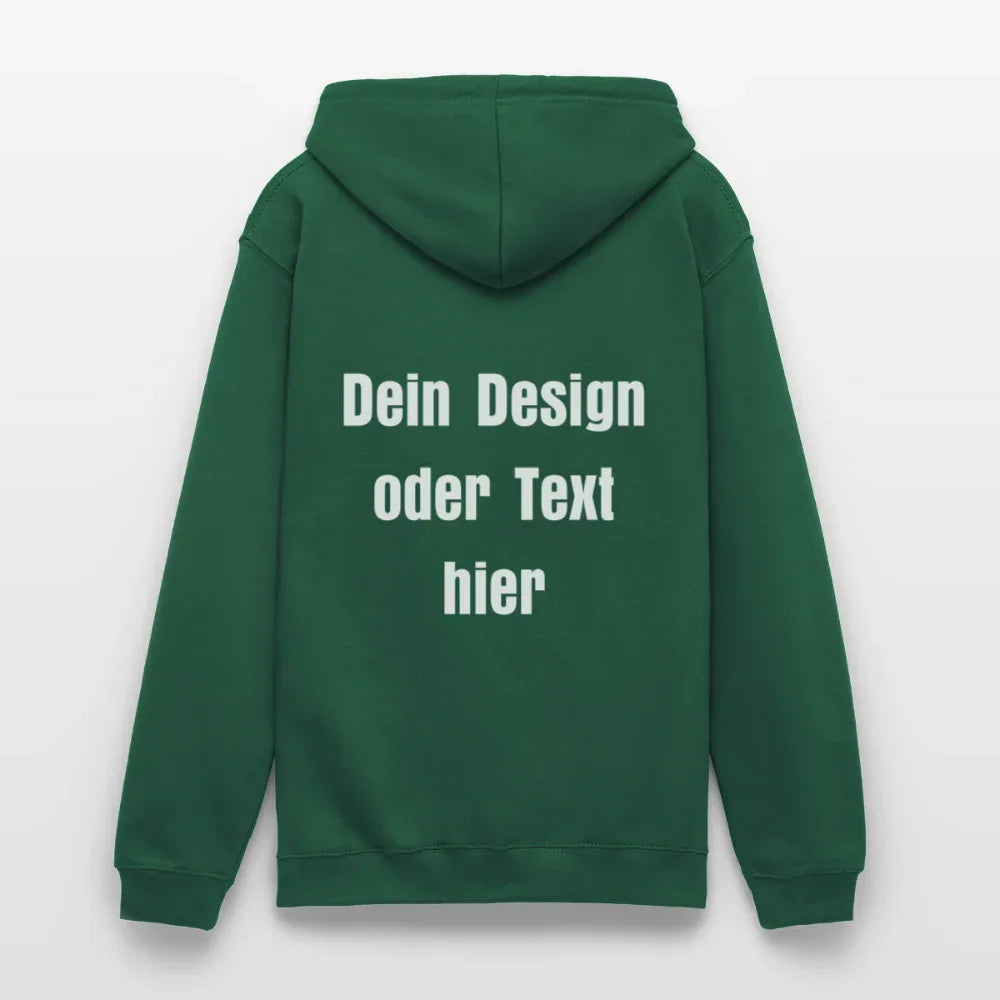 Unisex Hoodie - personalisierbare Vorder- und Rückseite - Flaschengrün