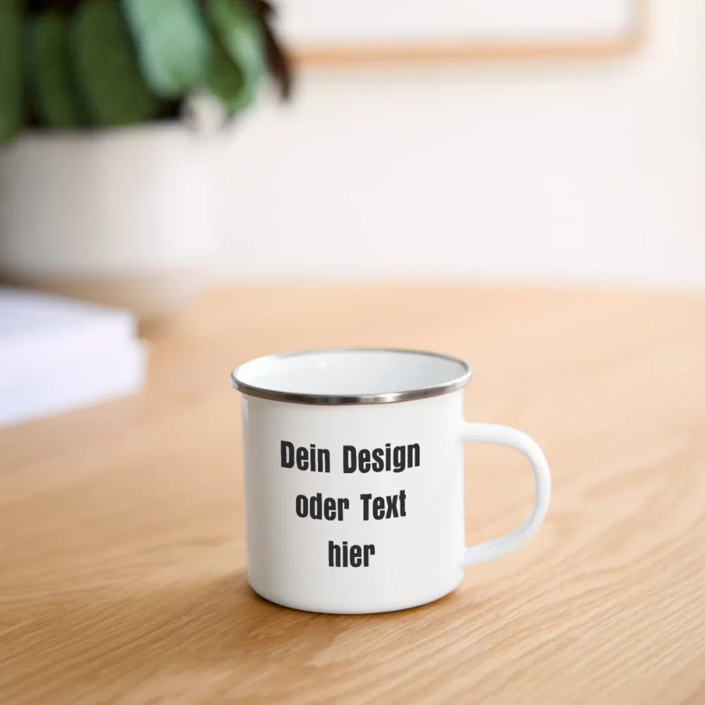 Emaille-Tasse 300ml - personalisierbar - Weiß