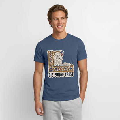 "Die ewige Frist. Buchmalerei-Motiv" Motiv-T-Shirt für Männer, Farbe Dunkles Denimblau