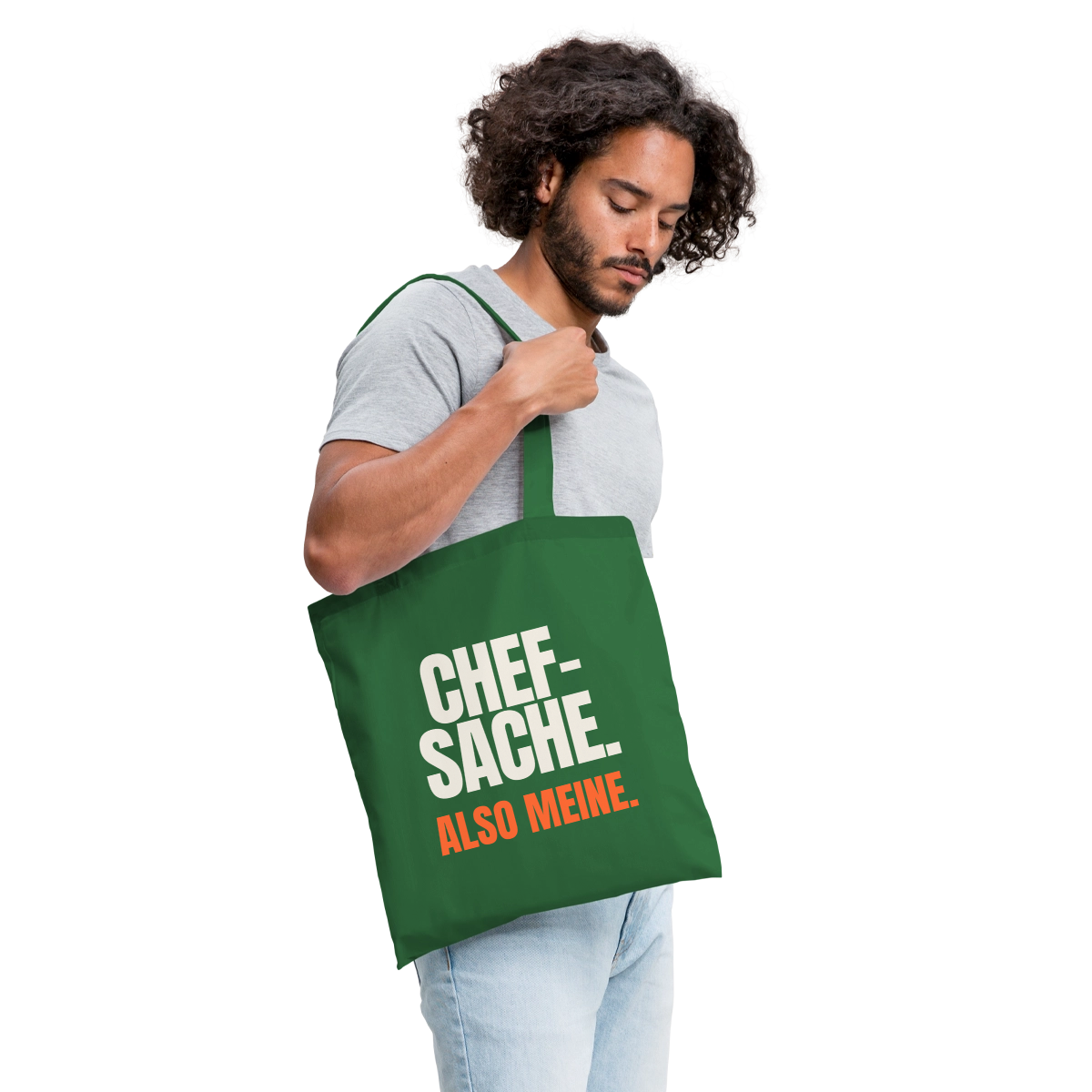"Chefsache. Also meine." Stoffbeutel, Farbe Fichte