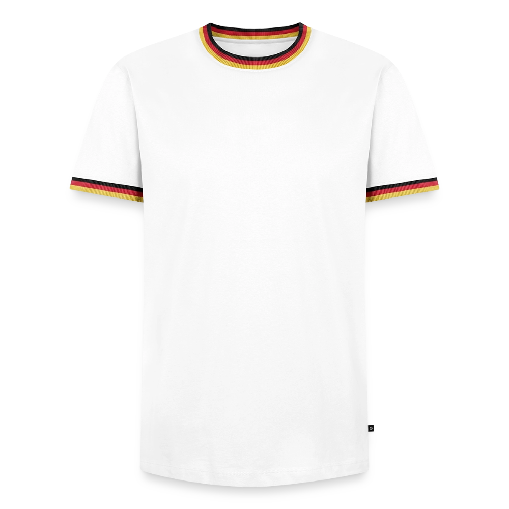 Männer Kontrast-T-Shirt - personalisierbare Vorder- und Rückseite - Weiß/Dreifarbig