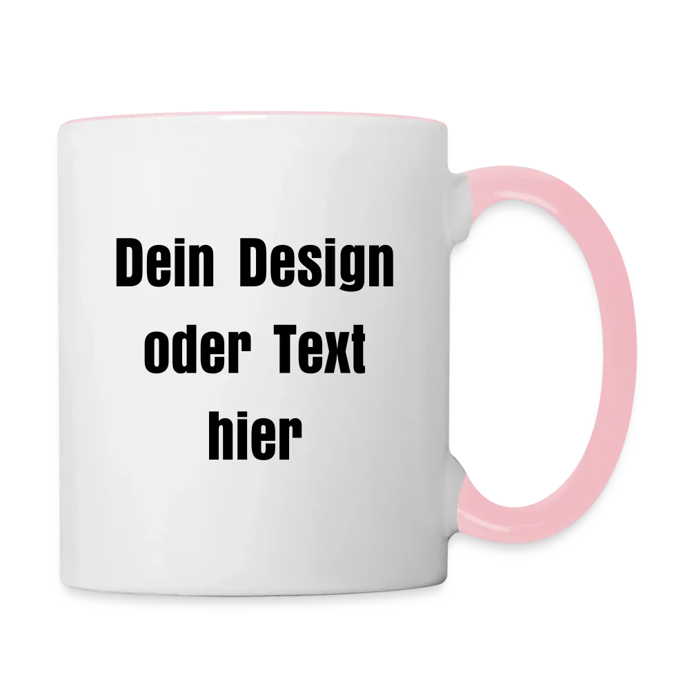 Keramiktasse zweifarbig 325ml - personalisierbar - Weiß/Pink