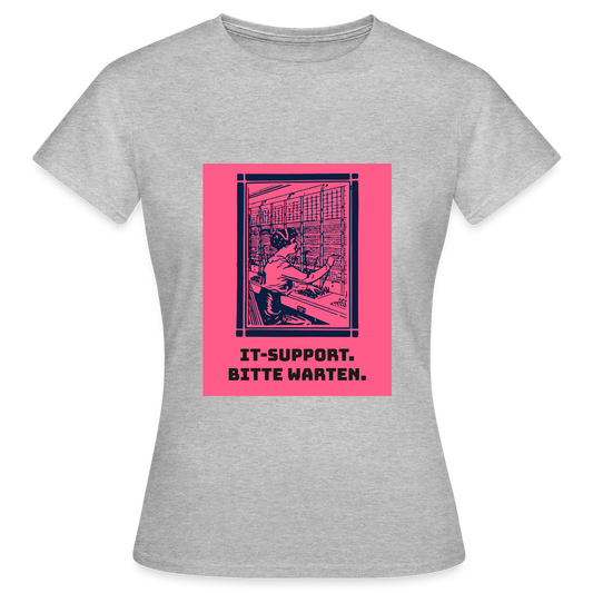 IT-Support. Bitte warten. Duotone-Motiv Motiv-T-Shirt für Frauen, Farbe Grau meliert