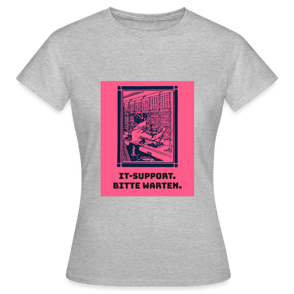IT-Support. Bitte warten. Duotone-Motiv Motiv-T-Shirt für Frauen, Farbe Grau meliert
