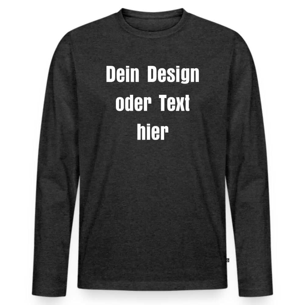 Männer Premium Bio Langarmshirt - personalisierbare Vorder- und Rückseite - Anthrazit meliert