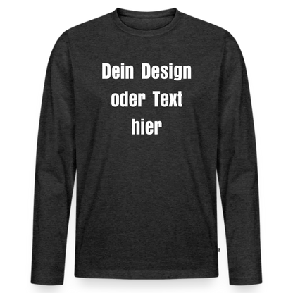 Männer Premium Bio Langarmshirt - personalisierbare Vorder- und Rückseite - Anthrazit meliert