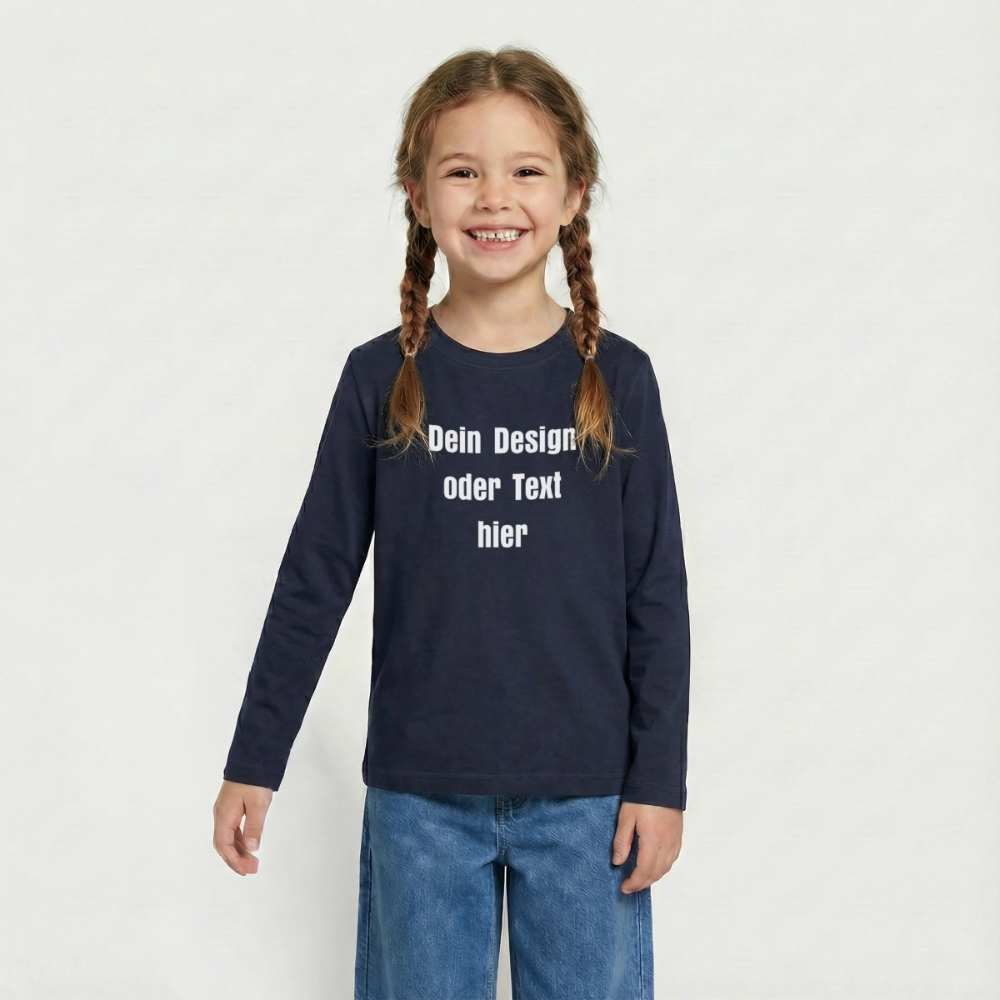 Teenager Premium Langarmshirt - personalisierbare Vorder- und Rückseite - Navy