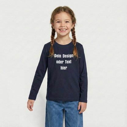 Teenager Premium Langarmshirt - personalisierbare Vorder- und Rückseite - Navy