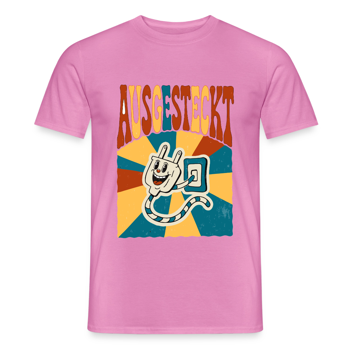 "Ausgesteckt. Midcentury-Motiv" Motiv-T-Shirt für Männer, Farbe Pink