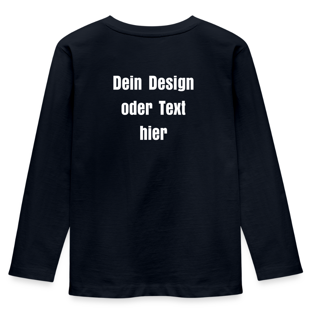 Kinder Premium Langarmshirt - personalisierbare Vorder- und Rückseite - Navy