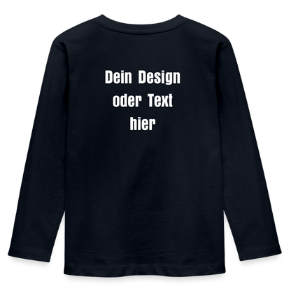 Kinder Premium Langarmshirt - personalisierbare Vorder- und Rückseite - Navy