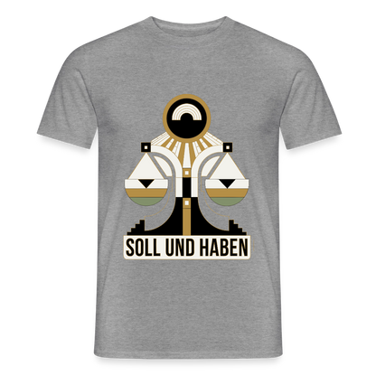 "Soll und Haben. Art-déco-Motiv" Motiv-T-Shirt für Männer, Farbe Graphit meliert
