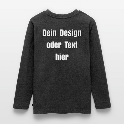 Teenager Premium Langarmshirt - personalisierbare Vorder- und Rückseite - Anthrazit meliert