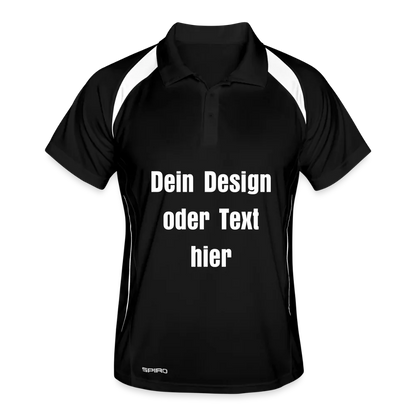 Männer Polo atmungsaktiv - personalisierbar - Schwarz/Weiß