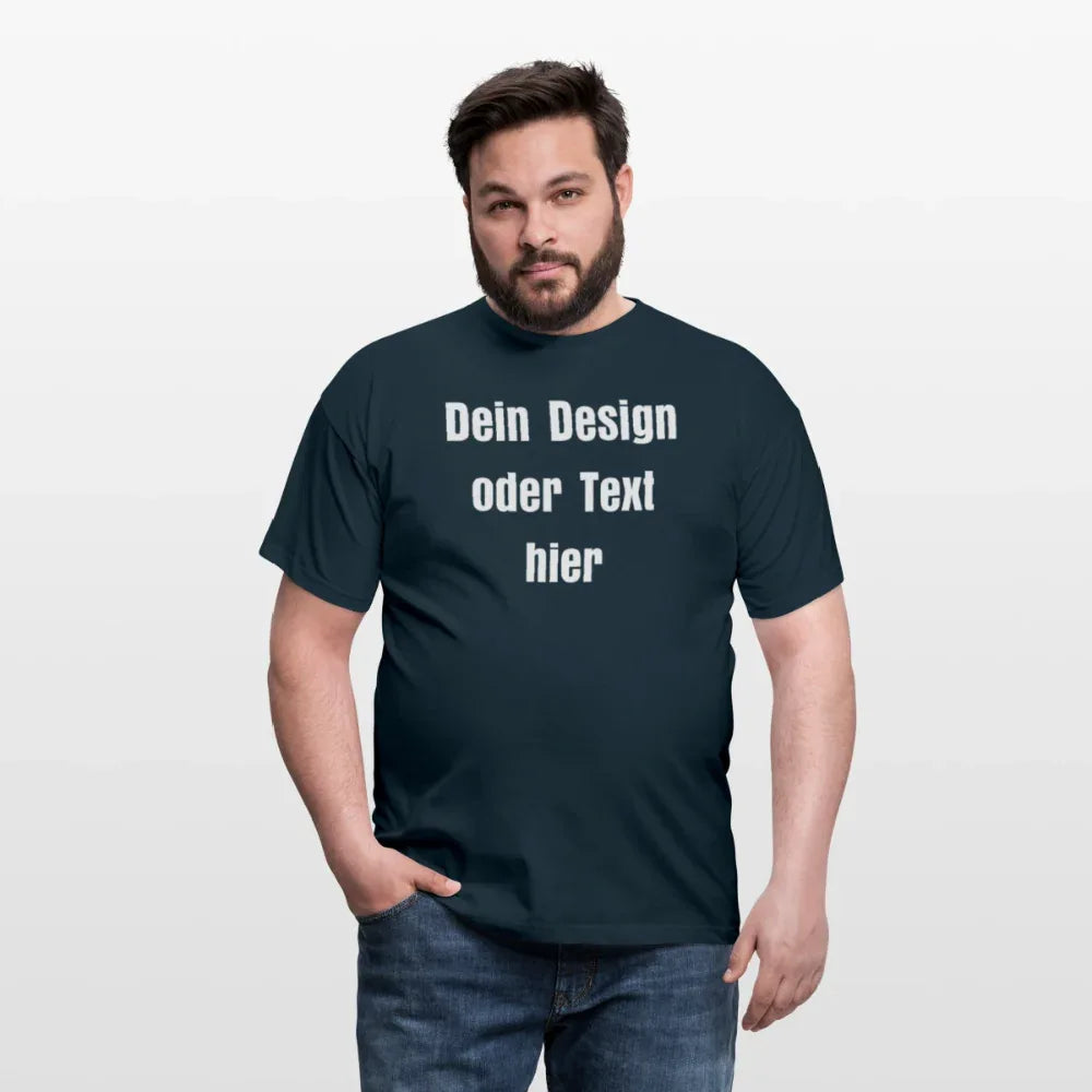 Männer T-Shirt - personalisierbare Vorder- und Rückseite - Navy