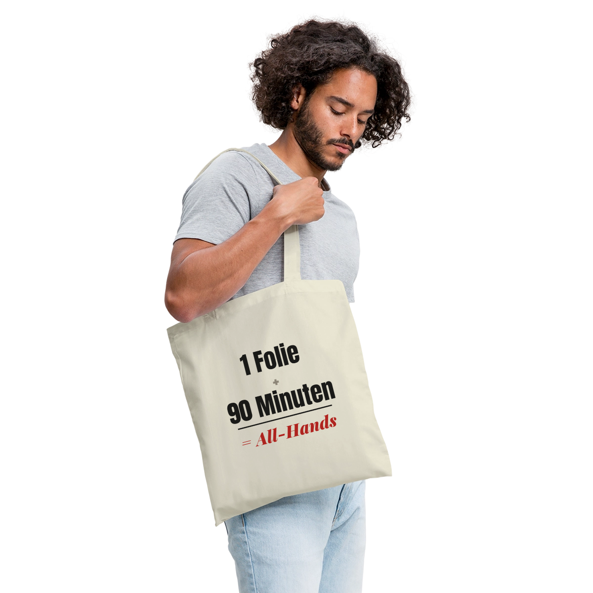 1 Folie + 90 Minuten = All-Hands Stoffbeutel, Farbe Natur, Model