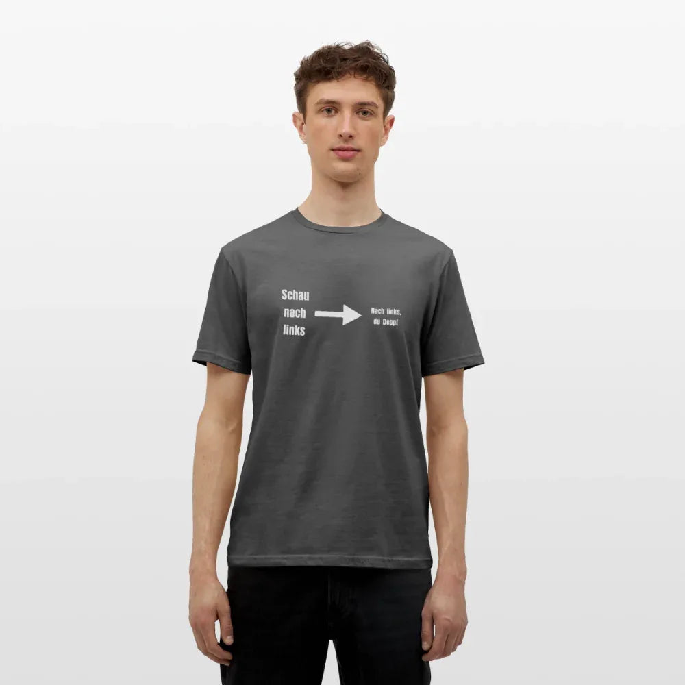 "Schau nach links" Motiv-T-Shirt für Männer - Anthrazit