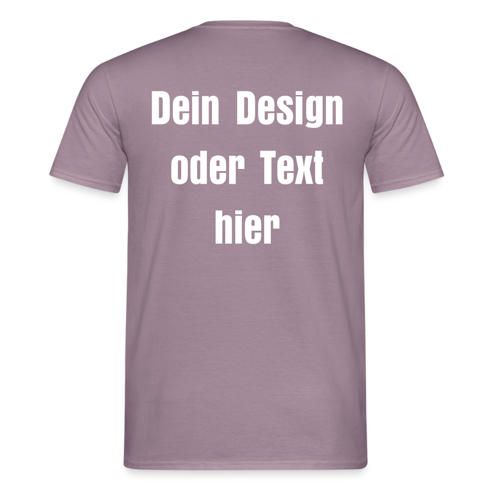 Männer T-Shirt - personalisierbare Vorder- und Rückseite - Lilagrau 