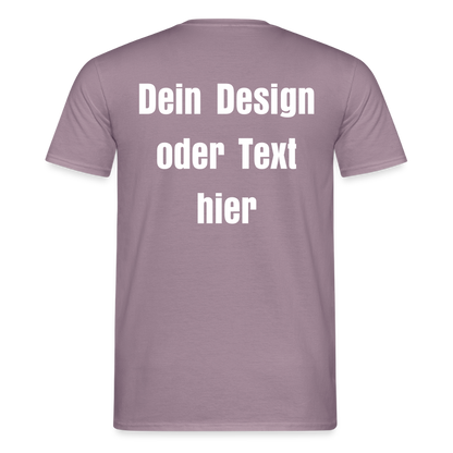Männer T-Shirt - personalisierbare Vorder- und Rückseite - Lilagrau 