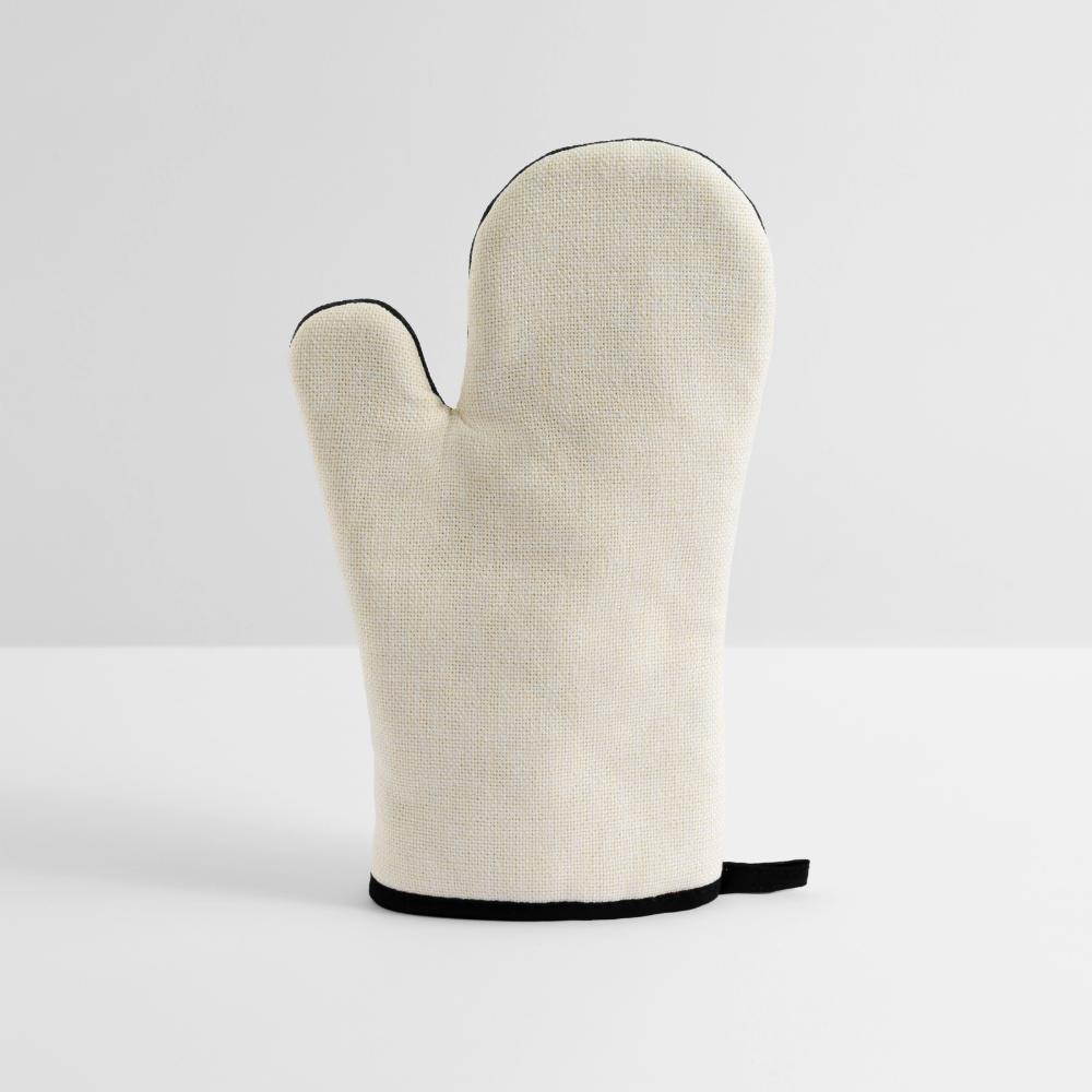 Grill- & Ofenhandschuh (hitzebeständig) mit Gummibeschichtung - personalisierbar - Leinen/Schwarz 