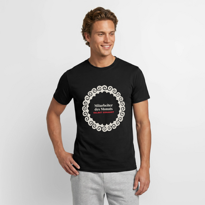 Mitarbeiter des Monats, selbst ernannt. Motiv-T-Shirt für Männer, Farbe Schwarz, Model
