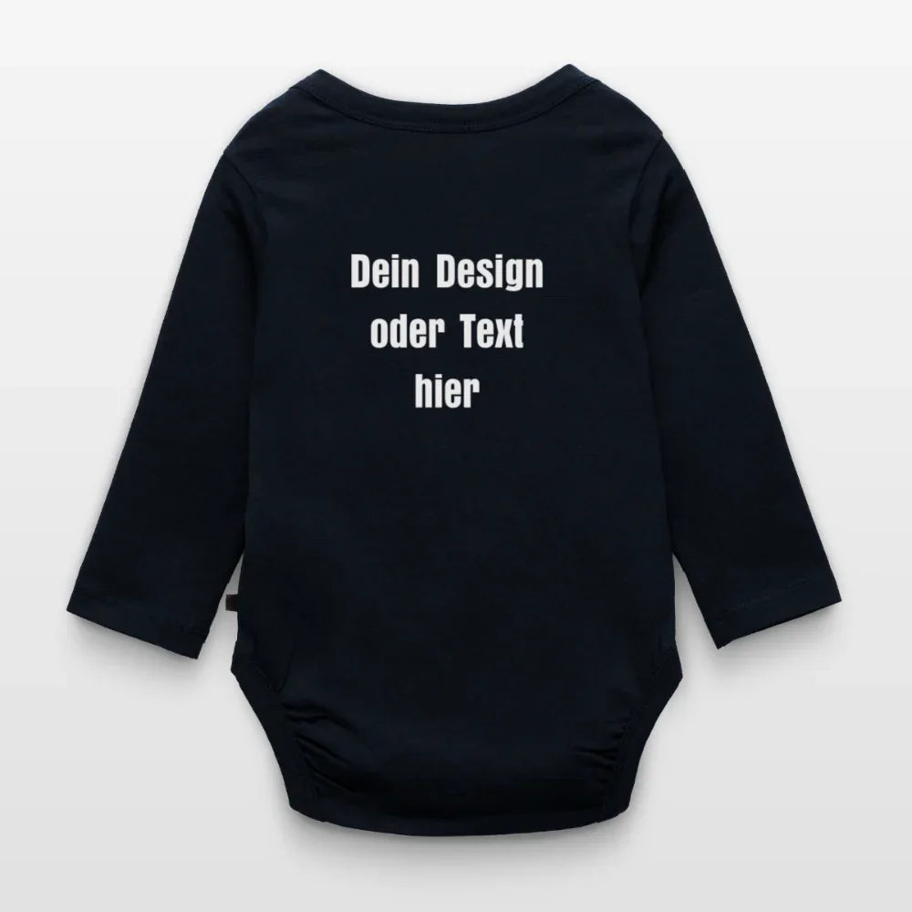 Baby Bio-Langarm-Body - personalisierbar - Navy