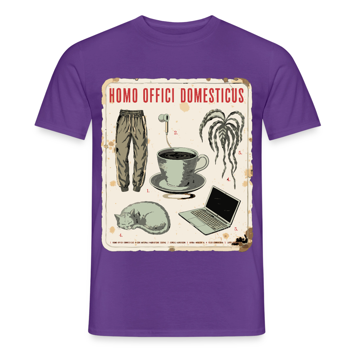 Homo Offici Domesticus Motiv-T-Shirt für Männer, Farbe Lila