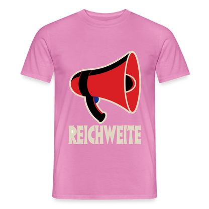 Reichweite. Sachplakat-Motiv Motiv-T-Shirt für Männer, Farbe Pink
