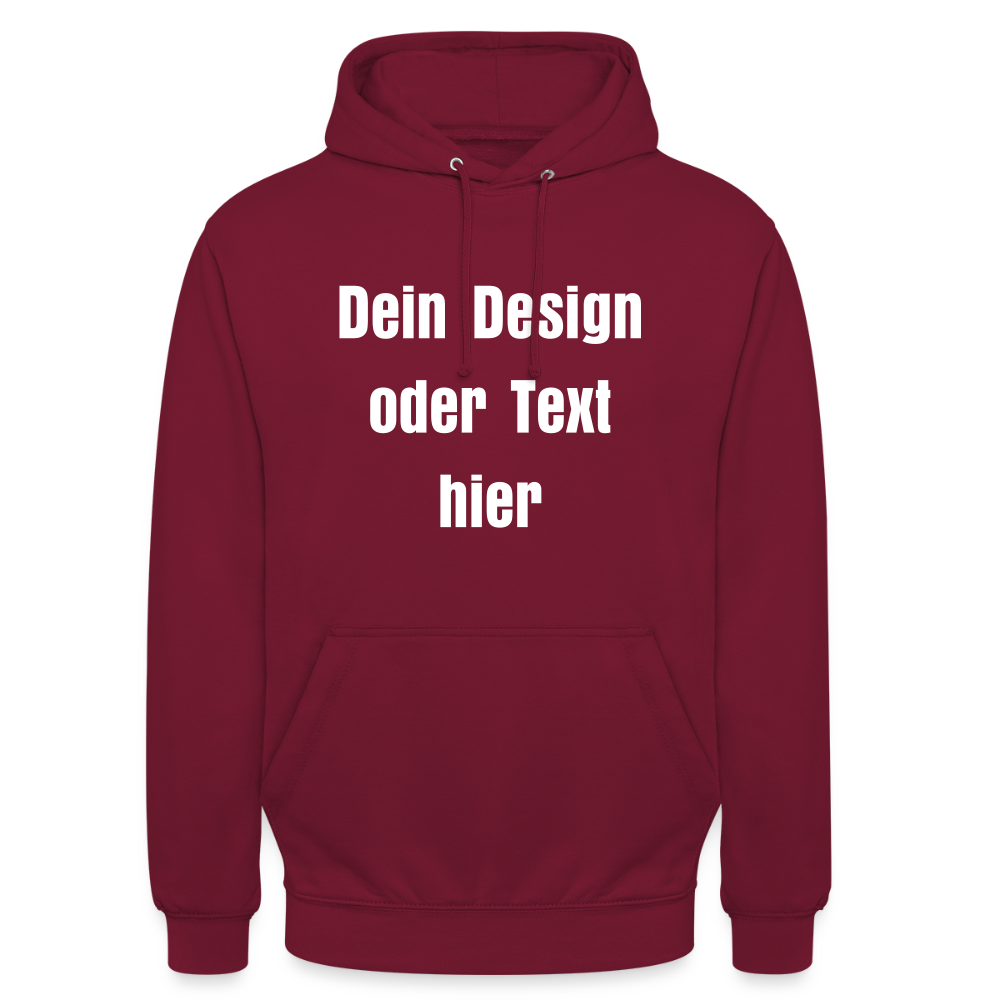 Unisex Hoodie - personalisierbare Vorder- und Rückseite - Bordeaux