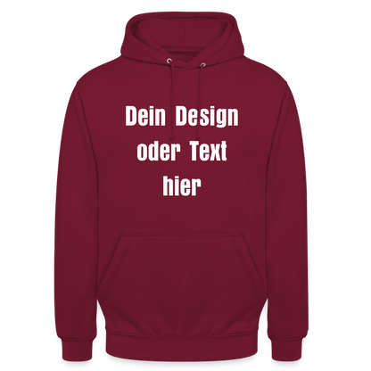Unisex Hoodie - personalisierbare Vorder- und Rückseite - Bordeaux