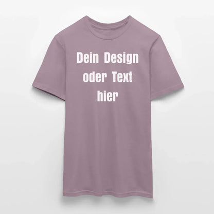 Männer T-Shirt - personalisierbare Vorder- und Rückseite - Lilagrau 