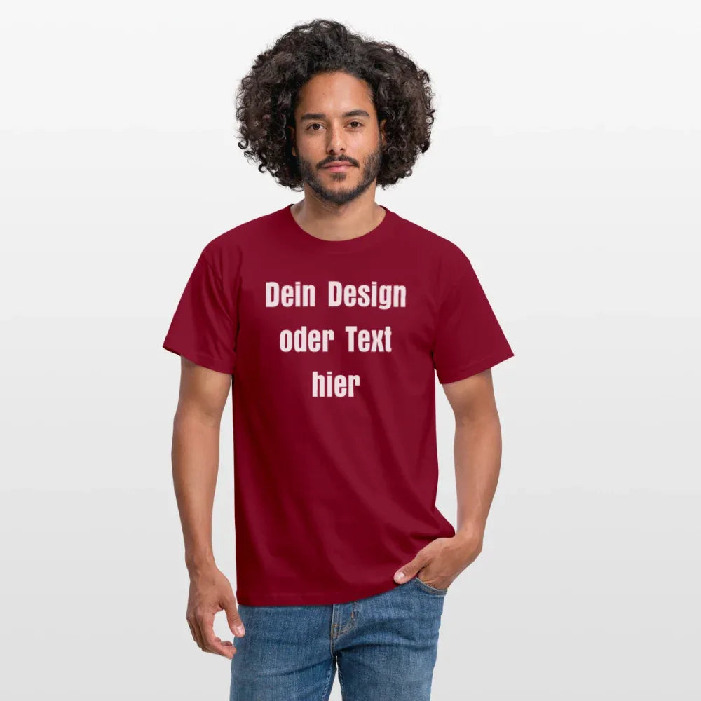 Männer T-Shirt - personalisierbare Vorder- und Rückseite - Ziegelrot