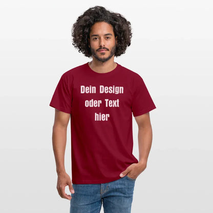 Männer T-Shirt - personalisierbare Vorder- und Rückseite - Ziegelrot