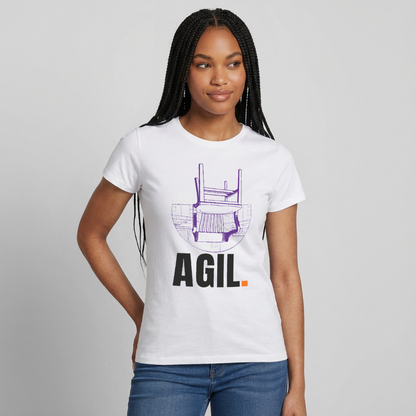 "Agil." Motiv-T-Shirt für Frauen, Farbe Weiß