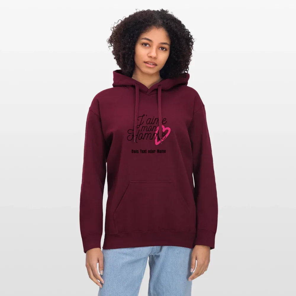 Kuschel-Hoodie "Valentine" für Frauen – personalisierbar & weich - Maroon