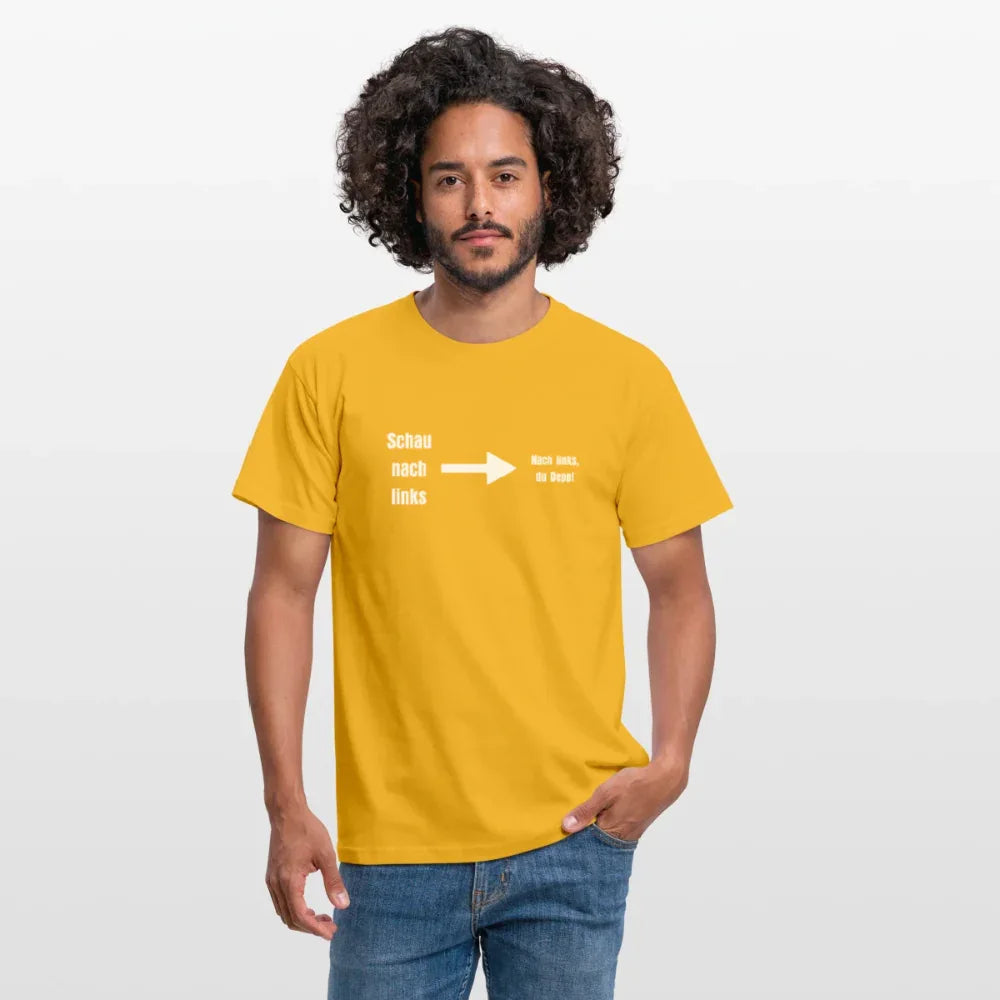 "Schau nach links" Motiv-T-Shirt für Männer - Gelb