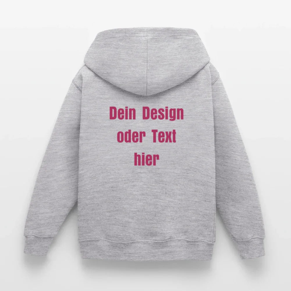 Kinder Hoodie - personalisierbare Vorder- und Rückseite - Hellgrau meliert