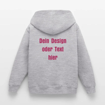 Kinder Hoodie - personalisierbare Vorder- und Rückseite - Hellgrau meliert