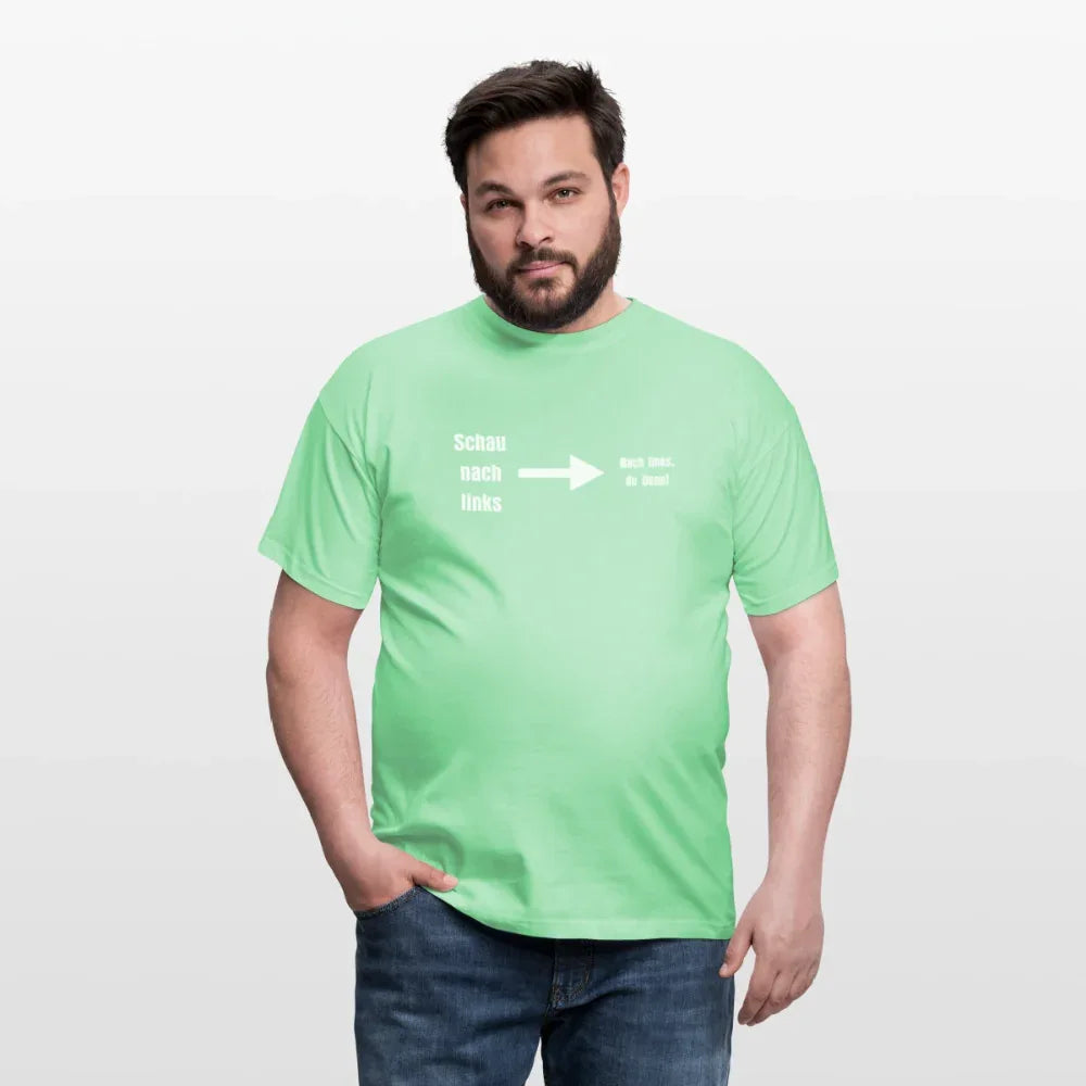 "Schau nach links" Motiv-T-Shirt für Männer - Mintgrün