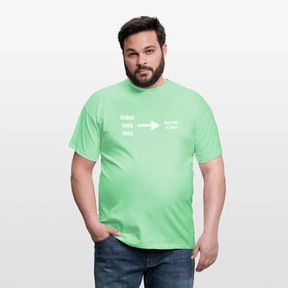 "Schau nach links" Motiv-T-Shirt für Männer - Mintgrün