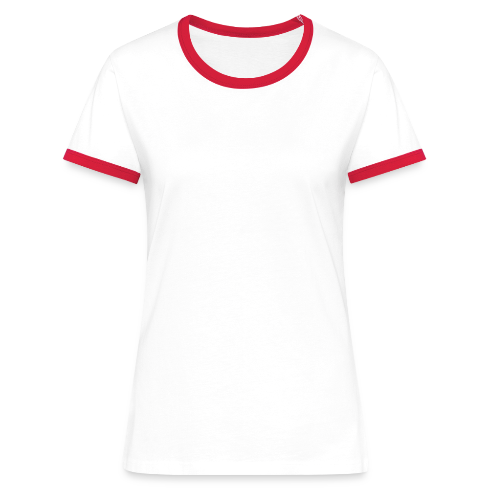 Frauen Kontrast-T-Shirt - personalisierbare Vorder- und Rückseite - Weiß/Rot