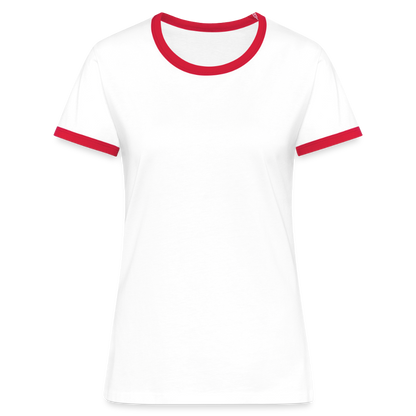 Frauen Kontrast-T-Shirt - personalisierbare Vorder- und Rückseite - Weiß/Rot