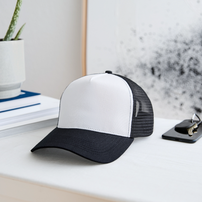 Trucker Cap - personalisierbar - Weiß/Schwarz