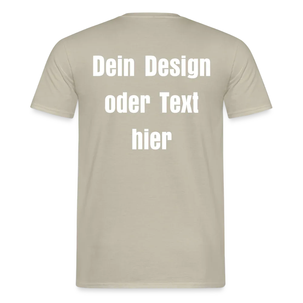 Männer T-Shirt - personalisierbare Vorder- und Rückseite - Sandbeige