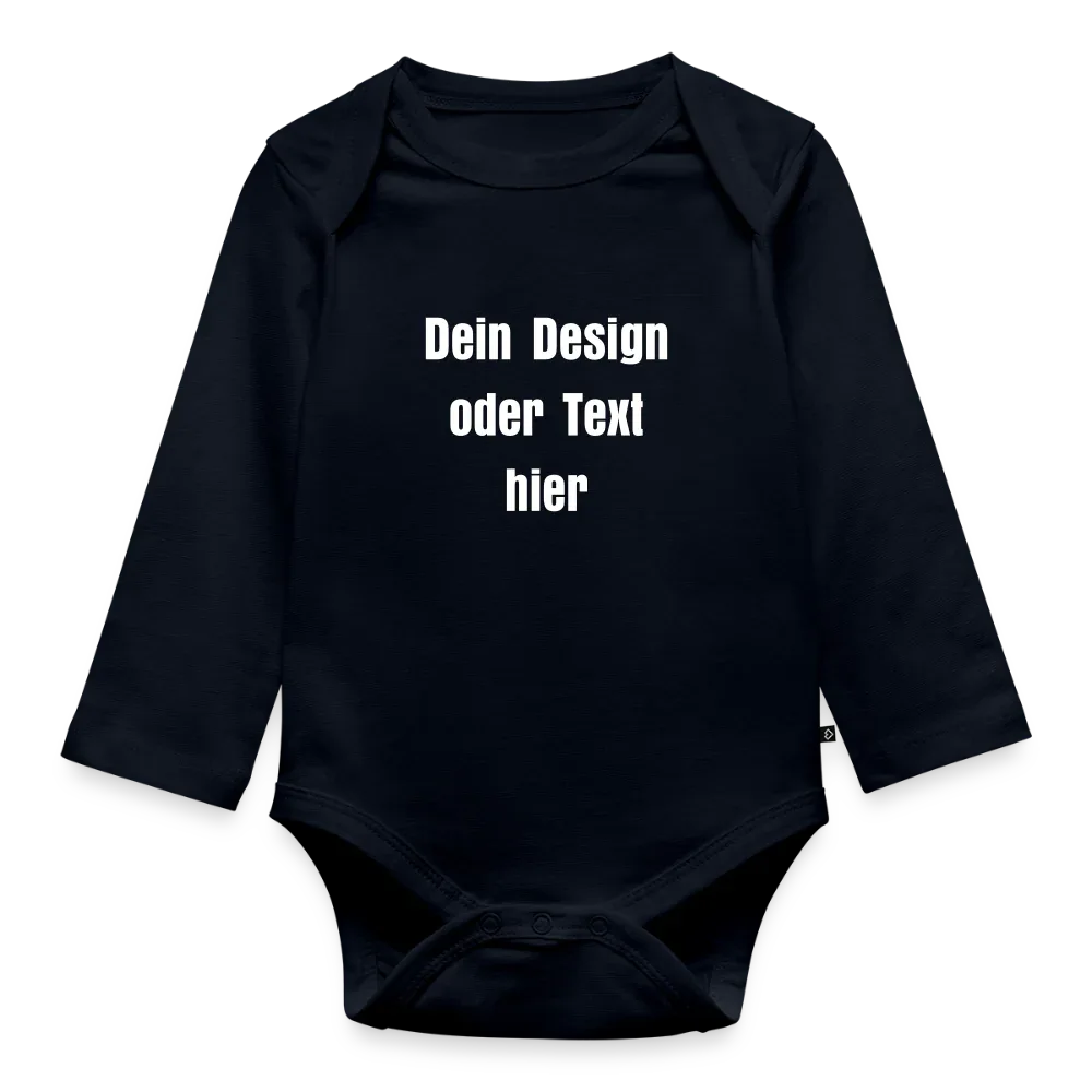 Baby Bio-Langarm-Body - personalisierbar - Navy