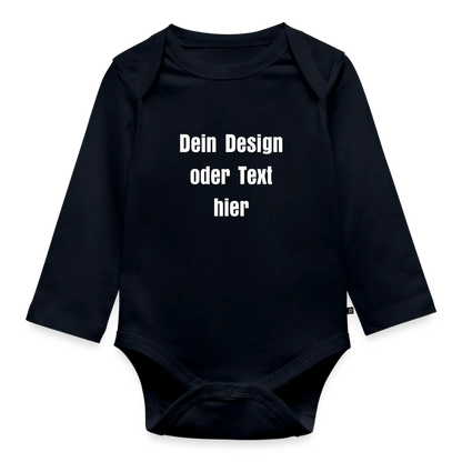 Baby Bio-Langarm-Body - personalisierbar - Navy